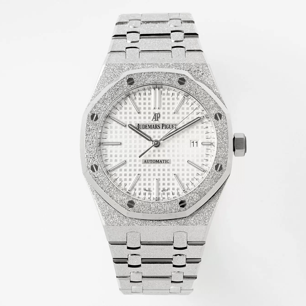 오데마피게 로얄오크 프로스트 화이트 다이얼 SS 브레이슬릿 41mm V3 15410