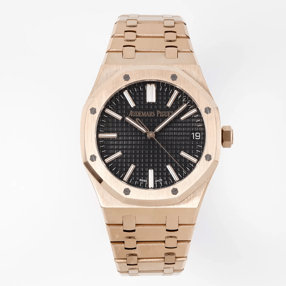 오데마피게 로얄오크 50주년 한정판 블랙 텍스처 다이얼 로즈골드 금통 41mm 15510OR