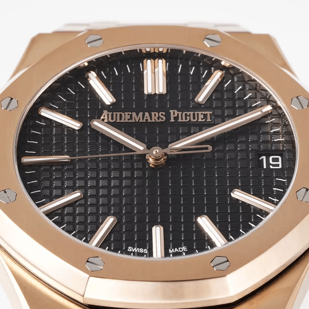오데마피게 로얄오크 50주년 한정판 블랙 텍스처 다이얼 로즈골드 금통 41mm 15510OR