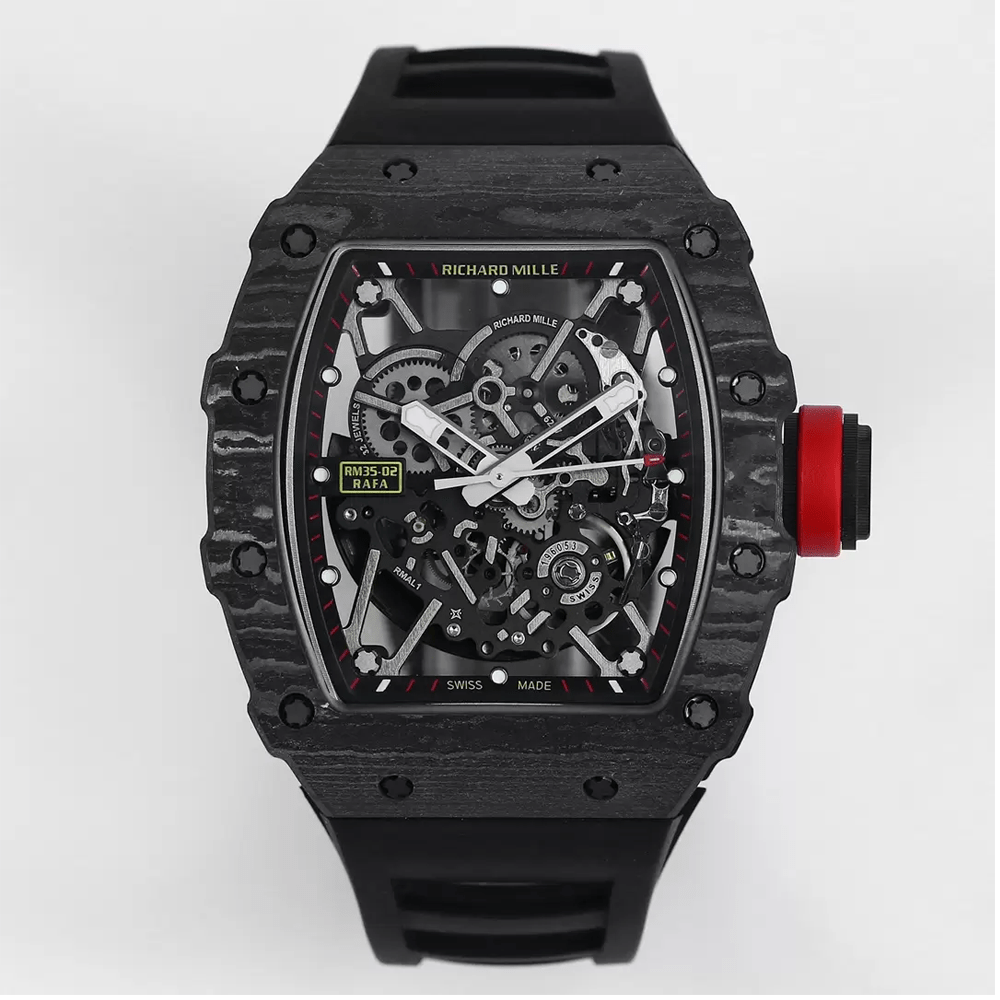 리차드밀 라파엘 나달 블랙 카본 스켈레톤 다이얼 블랙 러버 스트랩 RM35-02