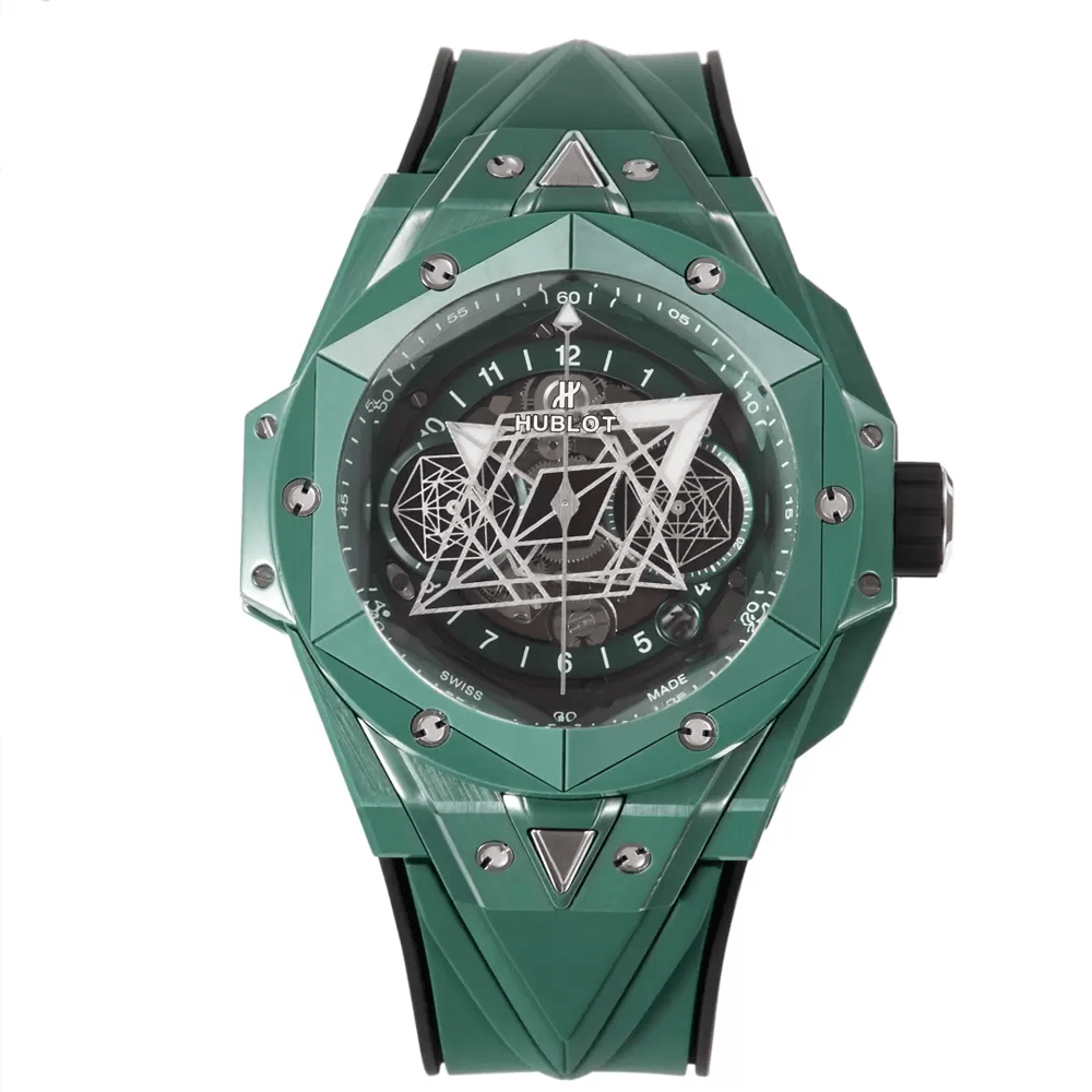 위블로 빅뱅 Sang Bleu II 세라믹 그린 러버 스트랩 45mm 418.GX.5207.RX.MXM22