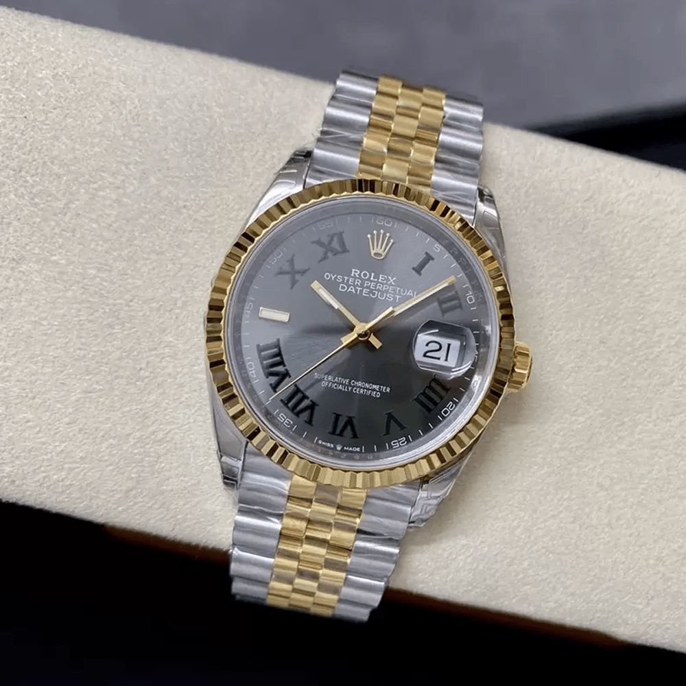 롤렉스 데이저스트 윔블던 그레이 로만 다이얼 YG 콤비 쥬빌레 36mm 126233