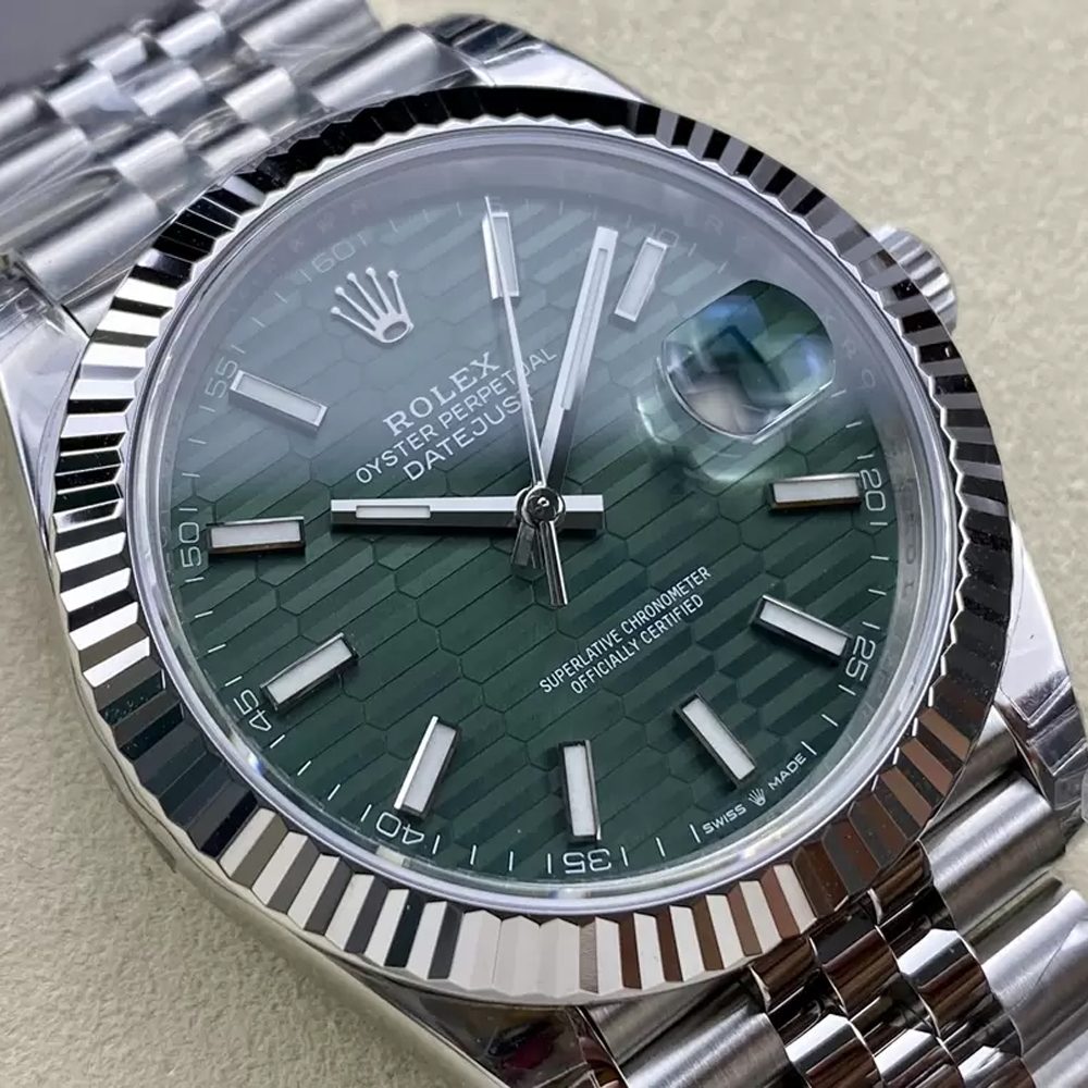 롤렉스 데이저스트 그린 텍스처 다이얼 바인덱스 SS 쥬빌레 41mm 126334