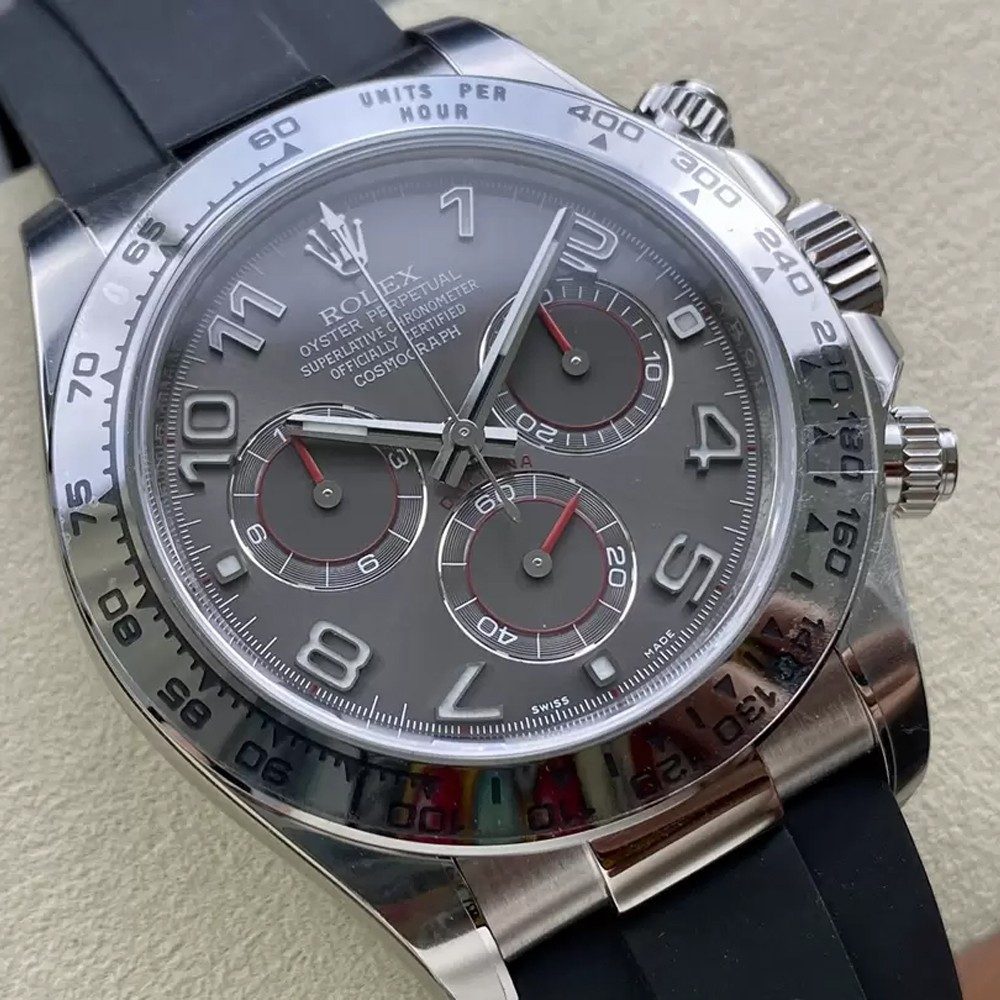 롤렉스 데이토나 크로노그래프 레이싱 그레이 다이얼 러버밴드 40mm 116519