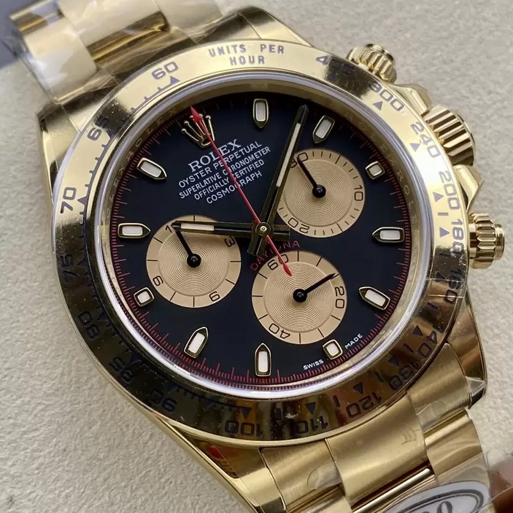 롤렉스 데이토나 크로노그래프 검판 다이얼 바인덱스 YG 금통 40mm 116508