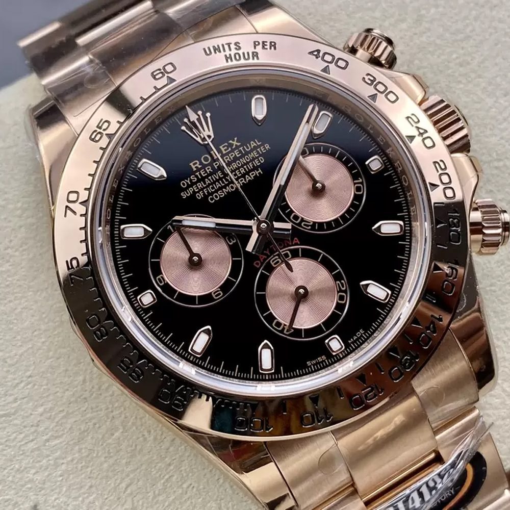 롤렉스 데이토나 크로노그래프 검판 다이얼 바인덱스 로즈골드 금통 40mm 116505