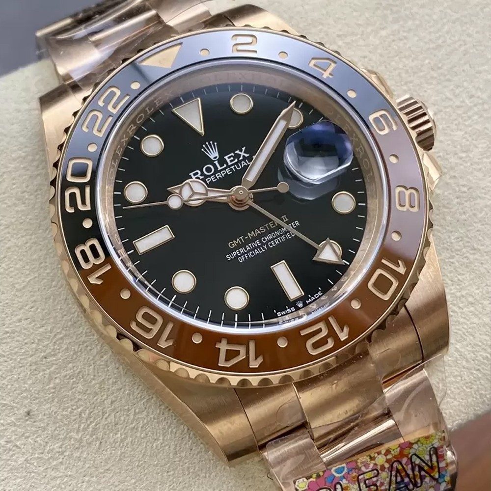 롤렉스GMT 마스터2 루트비어 RG 금통 오이스터 브레이슬릿 40mm 126715 CHNR