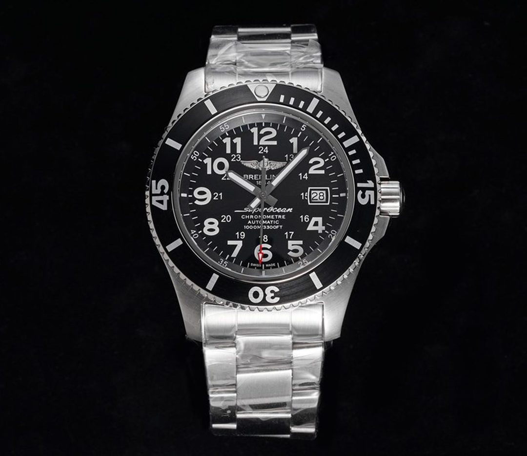 브라이틀링 슈퍼오션 II 스틸 블랙 다이얼 SS 브레이슬릿 44mm A17392D71B1A1