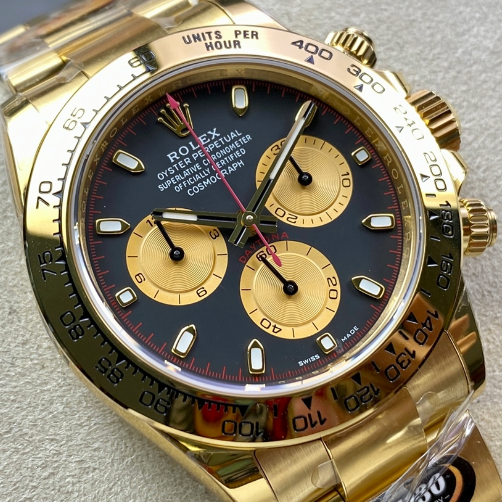 롤렉스 데이토나 크로노그래프 블랙 레이싱 다이얼 바인덱스 YG 금통 40mm 116508