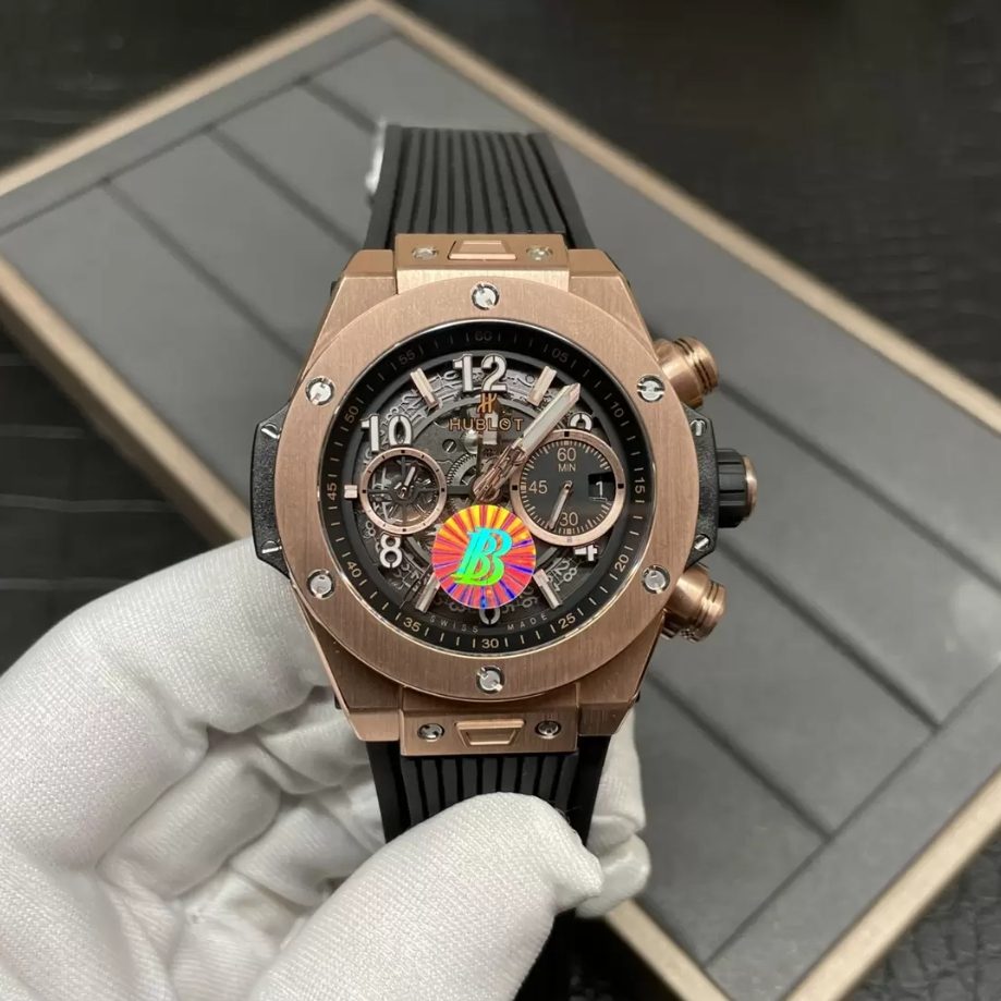 위블로 빅뱅 유니코 킹 골드 블랙 러버 스트랩 44mm 421.OX.1170.RX