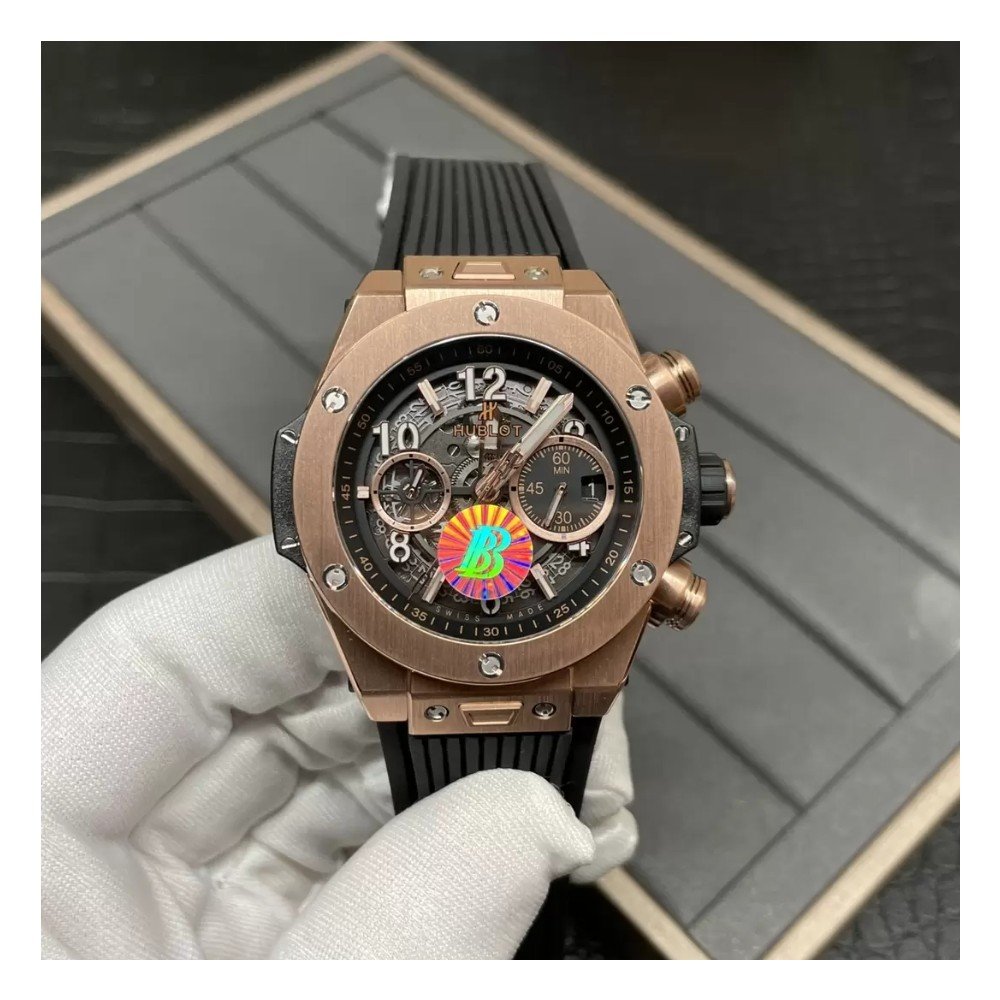 위블로 빅뱅 유니코 킹 골드 블랙 러버 스트랩 44mm 421.OX.1170.RX