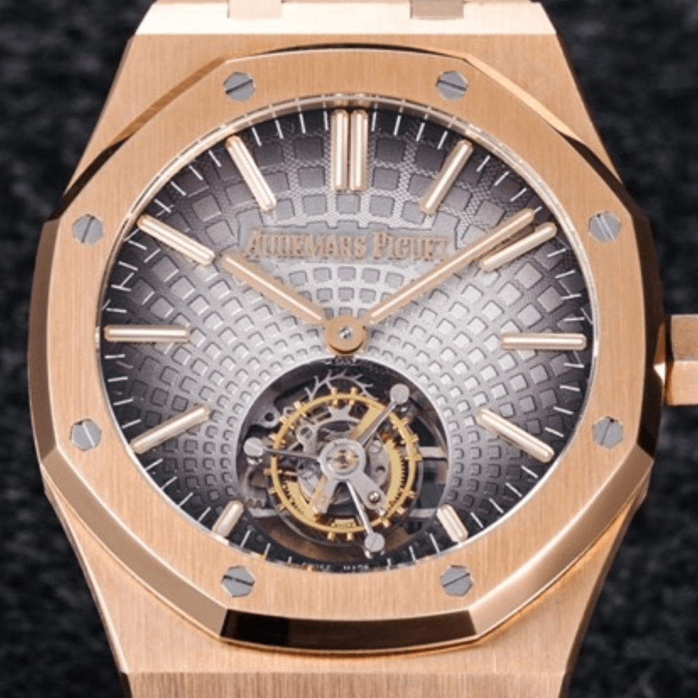 오데마피게 로얄오크 플라잉 투르비옹 그레이 다이얼 로즈골드 금통 41mm 26530OR