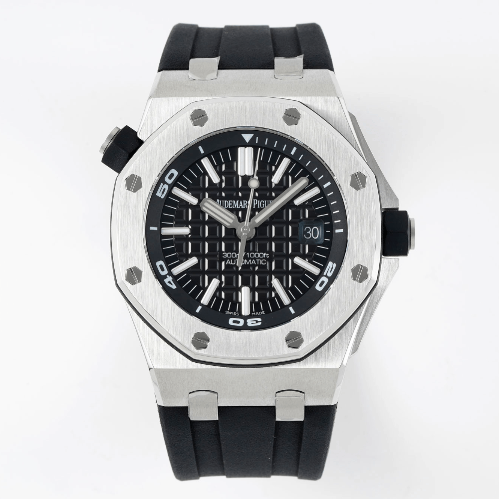 오데마피게 로얄오크 오프쇼어 다이버 블랙 다이얼 블랙 러버 스트랩 V2 42mm 15710