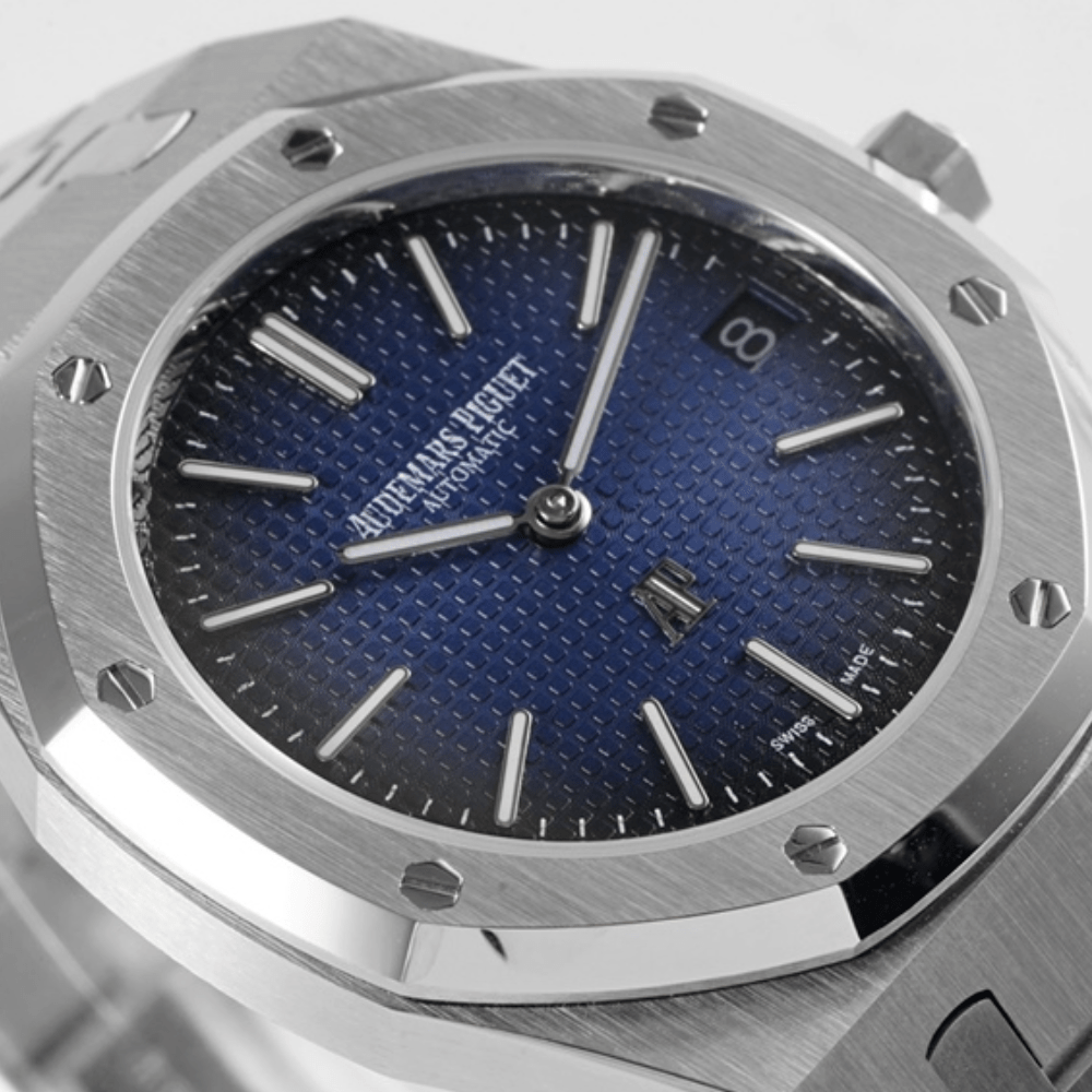 오데마피게 로얄오크 스모키 블루 텍스처 다이얼 스틸 SS 브레이슬릿 39mm 15202BC