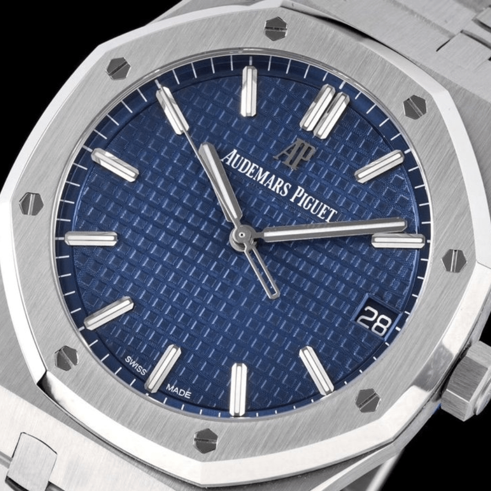 오데마피게 로얄오크 블루 텍스처 다이얼 스틸 SS 브레이슬릿 V2 41mm 15500ST