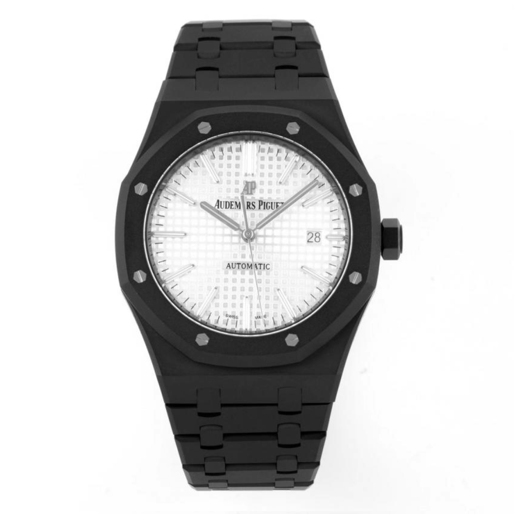 오데마피게 로얄오크 화이트 텍스처 다이얼 DLC 브레이슬릿 41mm 15400ST