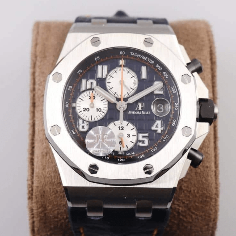 오데마피게 로얄오크 오프쇼어 블루 테마 에디션 스틸 블랙 가죽 스트랩 V2 42mm 26470ST