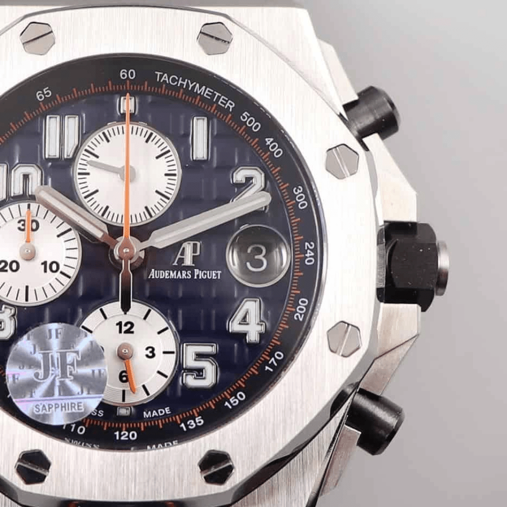 오데마피게 로얄오크 오프쇼어 블루 테마 에디션 스틸 블랙 가죽 스트랩 V2 42mm 26470ST