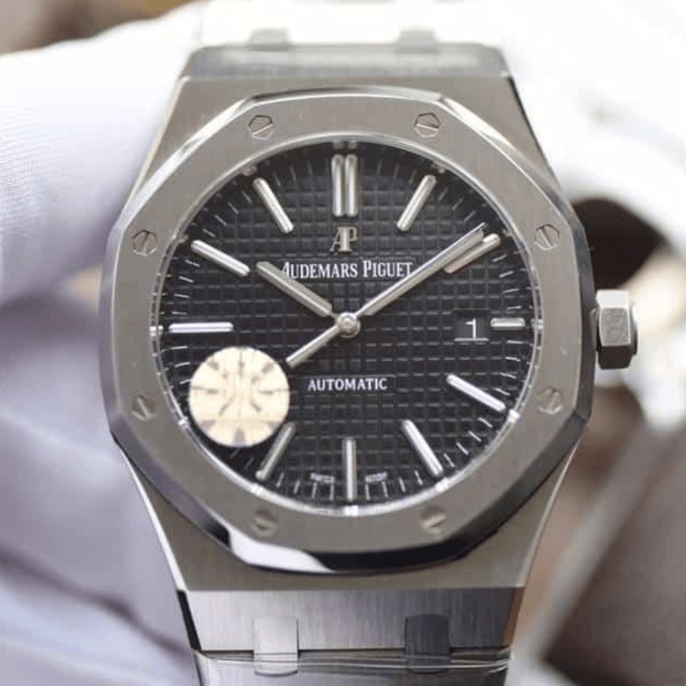 오데마피게 로얄오크 블랙 다이얼 스틸 SS 브레이슬릿 V5 41mm 15400ST