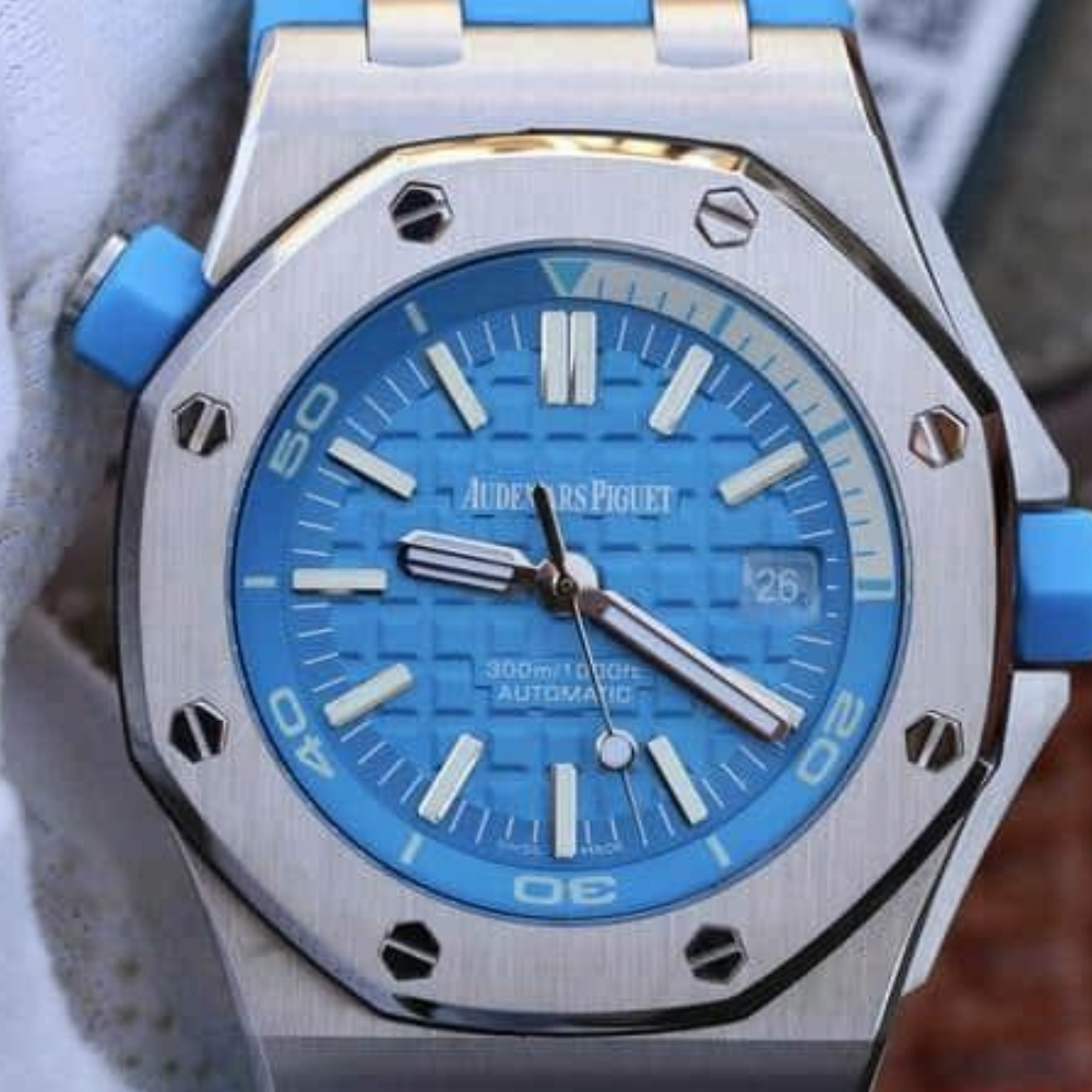 오데마피게 로얄오크 오프쇼어 다이버 블루 다이얼 러버 스트랩 부티크에디션 V8 42mm 15710ST