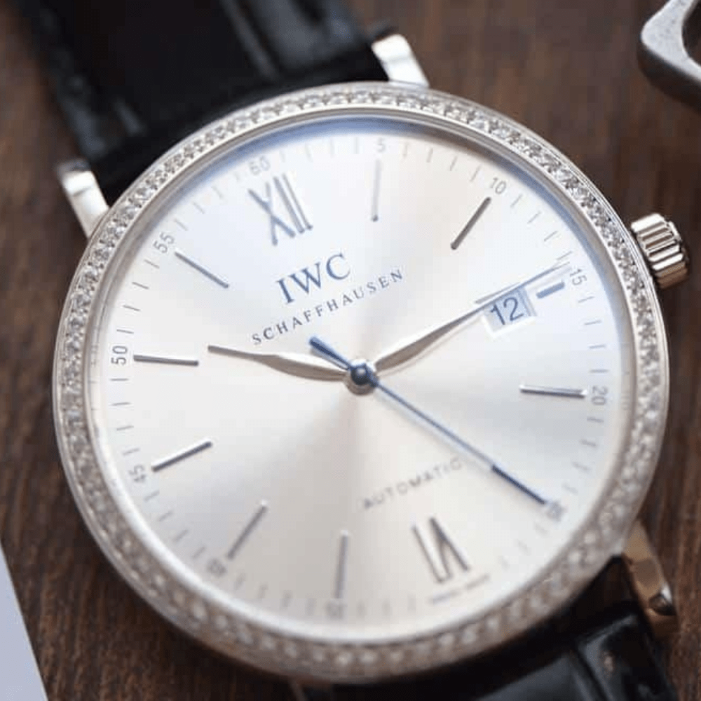 IWC 포르토피노 다이아베젤 화이트 다이얼 레더 스트랩 40mm IW356514