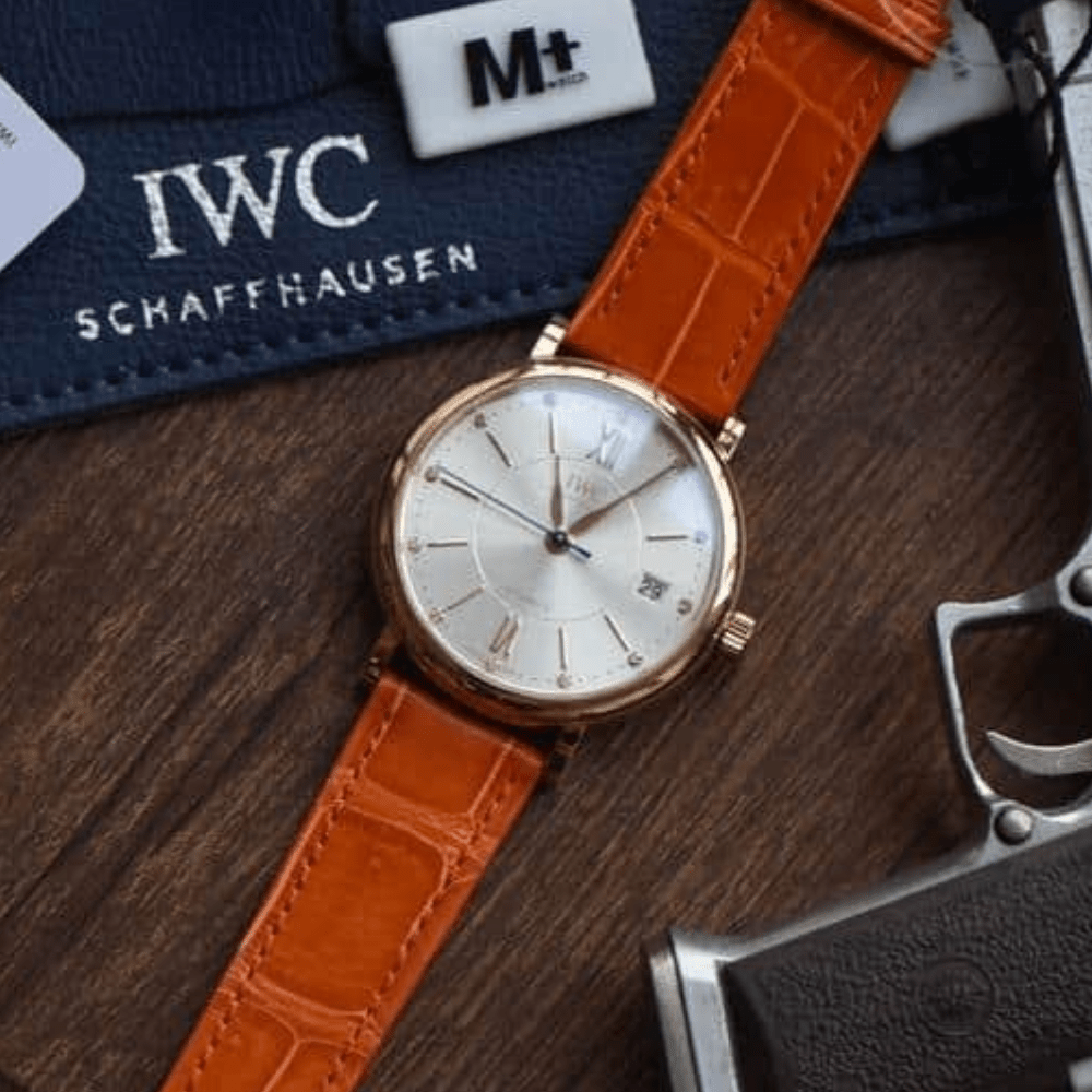 IWC 포르토피노 레이디 로즈골드 그린 악어 레더 스트랩 37mm IW458116