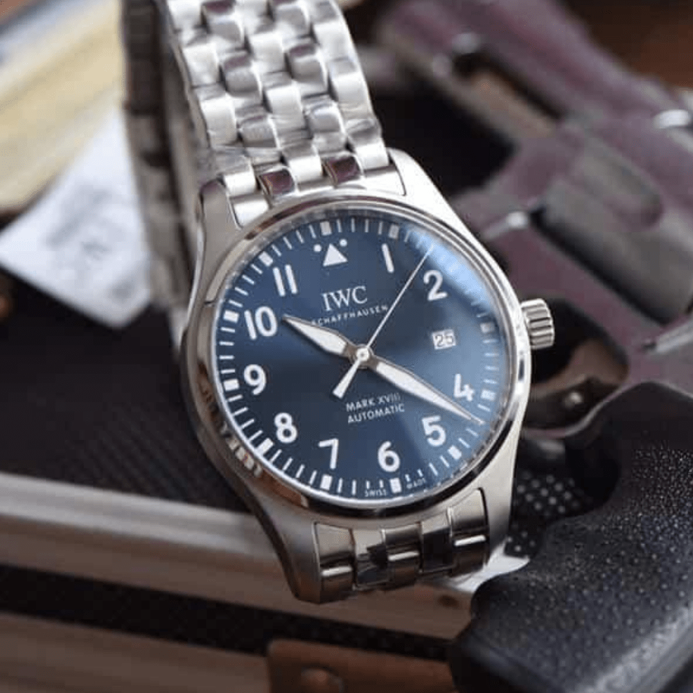 IWC 파일럿 마크 18 블루 다이얼 리틀 프린스 스페셜 에디션 SS 브레이슬릿 40mm IW327014