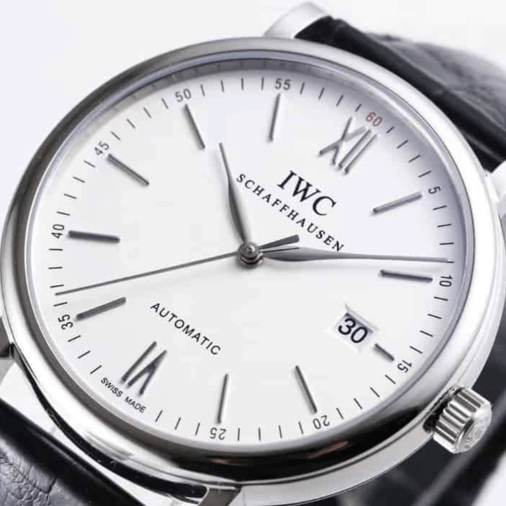 IWC 포르토피노 클래식 오토매틱 화이트 다이얼 레더 스트랩 40mm IW356501