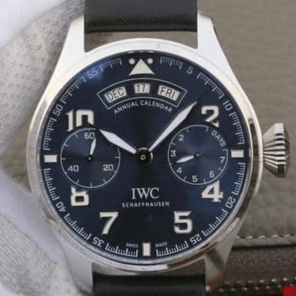 IWC 빅 파일럿 애뉴얼 캘린더 블루 다이얼 레더 스트랩 46mm IW502703