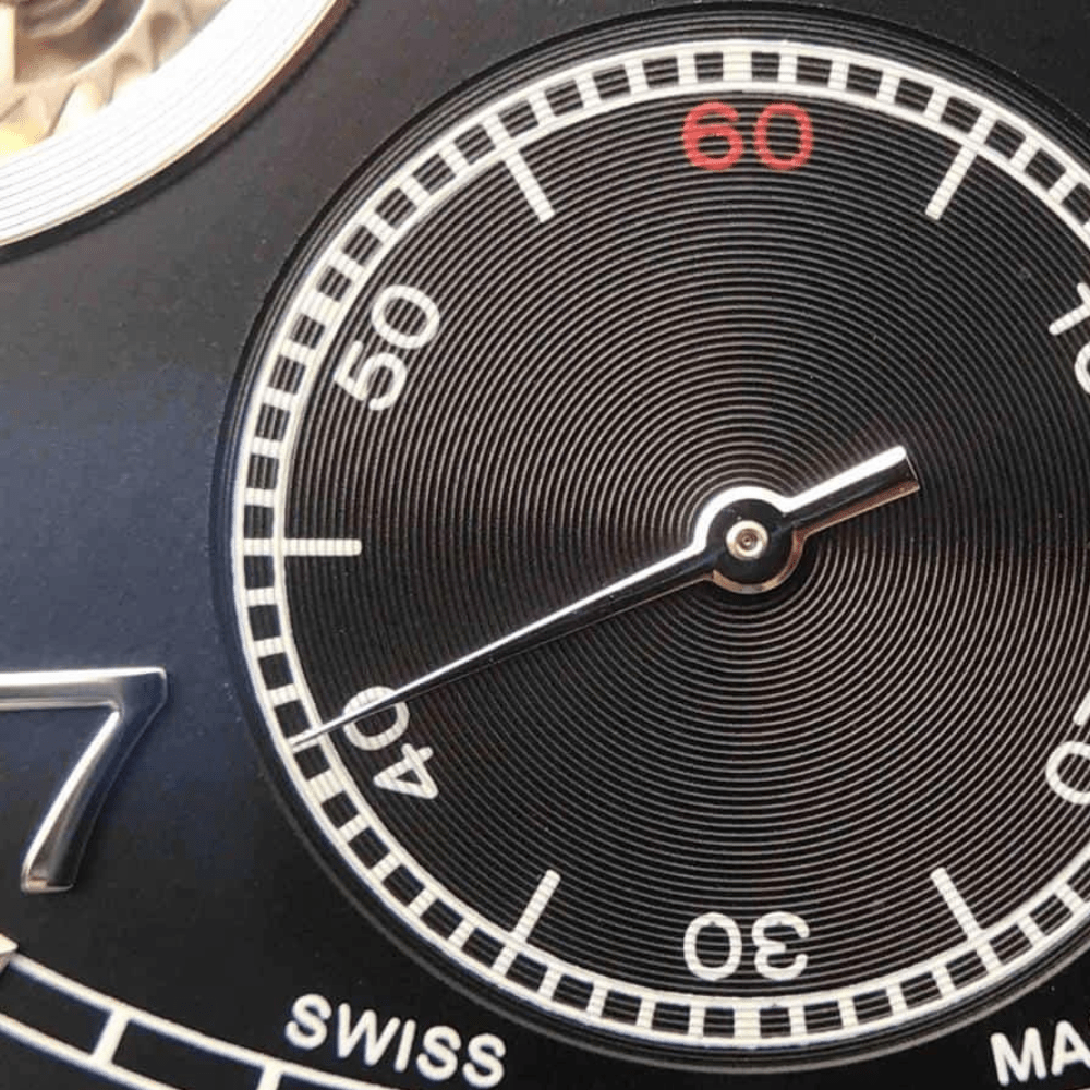 IWC 포르투기저 투르비옹 오토매틱 스틸 블랙 다이얼 레더 스트랩 42mm IW546302