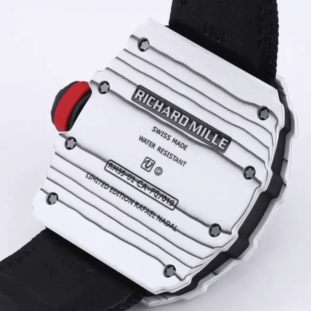 리차드밀 라파엘 나달 화이트 카본 스켈레톤 다이얼 블랙 우븐 스트랩 RM35-01