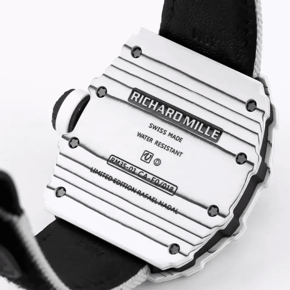 리차드밀 라파엘 나달 화이트 카본 스켈레톤 다이얼 화이트 우븐 스트랩 RM35-01