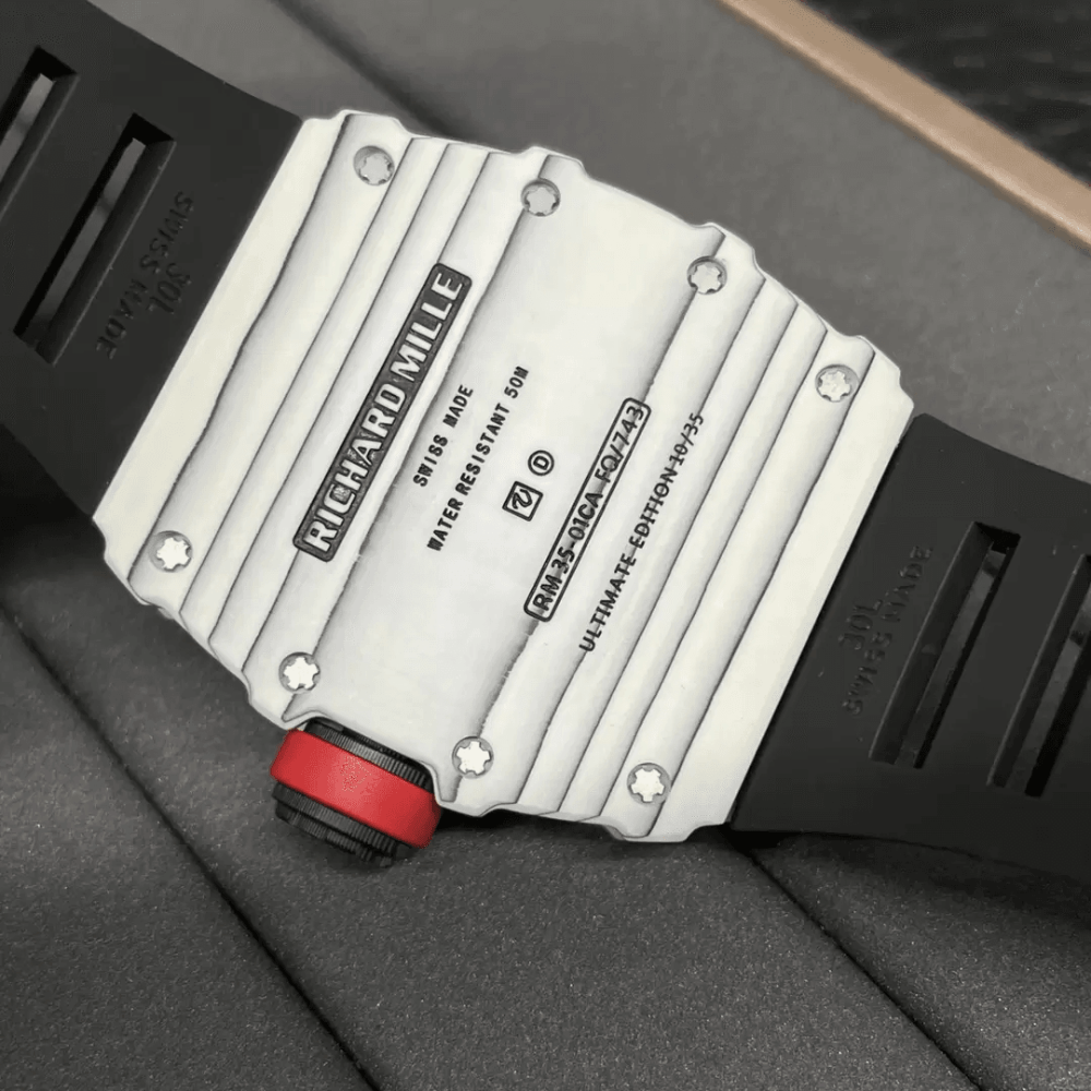 리차드밀 라파엘 나달 화이트 카본 스켈레톤 다이얼 블랙 러버 스트랩 RM35-03