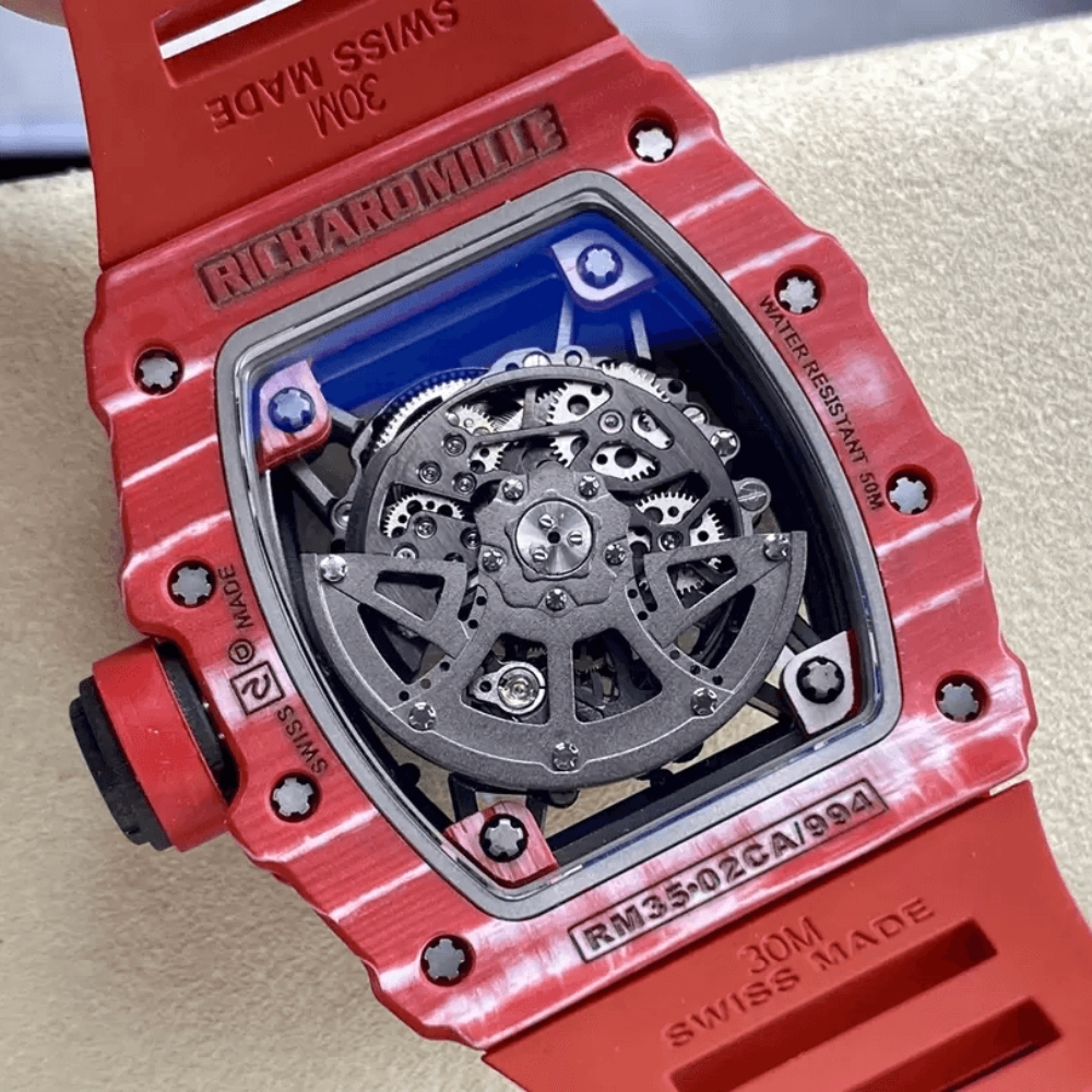 리차드밀 라파엘 나달 레드 카본 스켈레톤 다이얼 레드 러버 스트랩 RM35-02