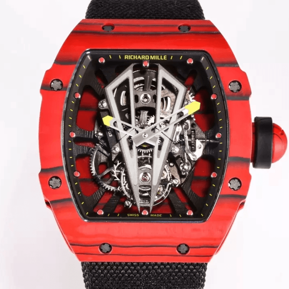 리차드밀 라파엘 나달 레드 카본 투르비옹 스켈레톤 다이얼 블랙 우븐 스트랩 50EA 한정판 RM27-03
