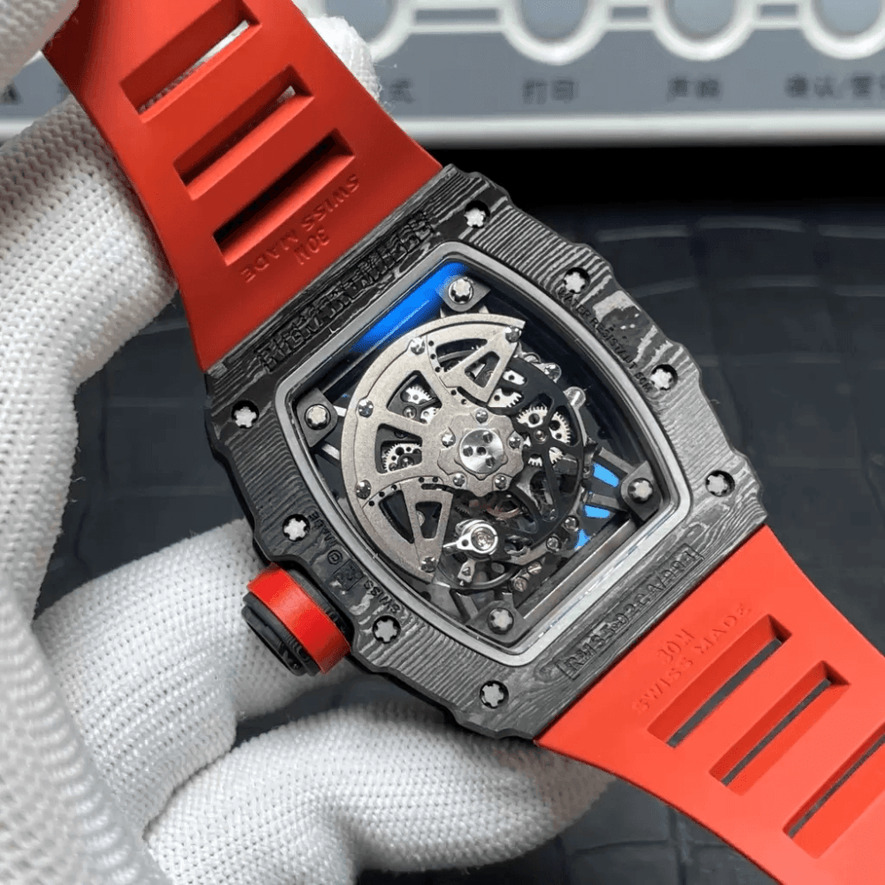 리차드밀 라파엘 나달 블랙 카본 스켈레톤 다이얼 레드 러버 스트랩 RM35-02