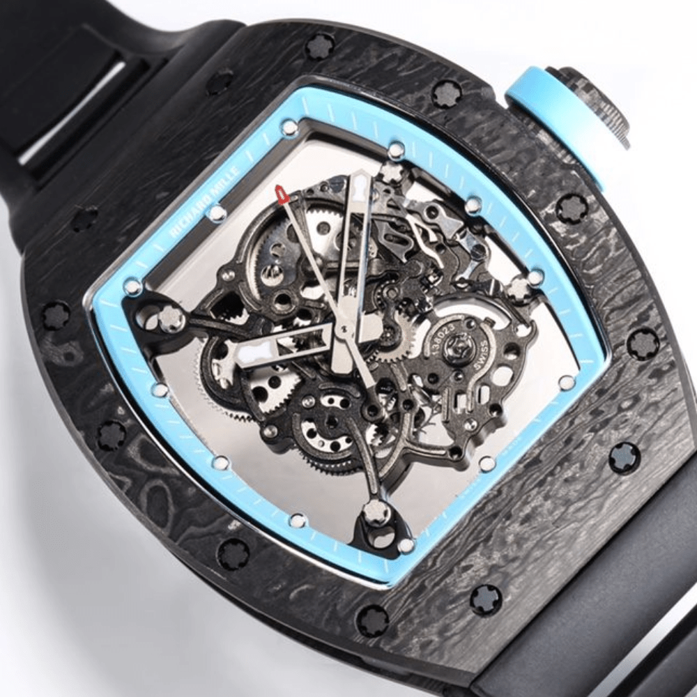 리차드밀 부바왓슨 블랙 NTPT 카본 스켈레톤 다이얼 블랙 러버밴드 RM-055