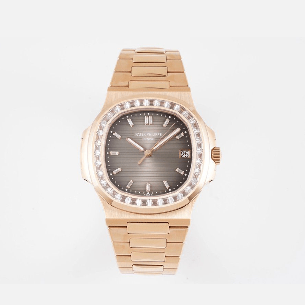 파텍필립 노틸러스 브라운 다이얼 바게트 다이아 베젤 RG 금통 40mm 5711