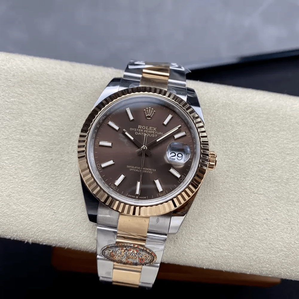 롤렉스 데이저스트 초코 다이얼 바인덱스 RG 콤비 오이스터 41mm 126331