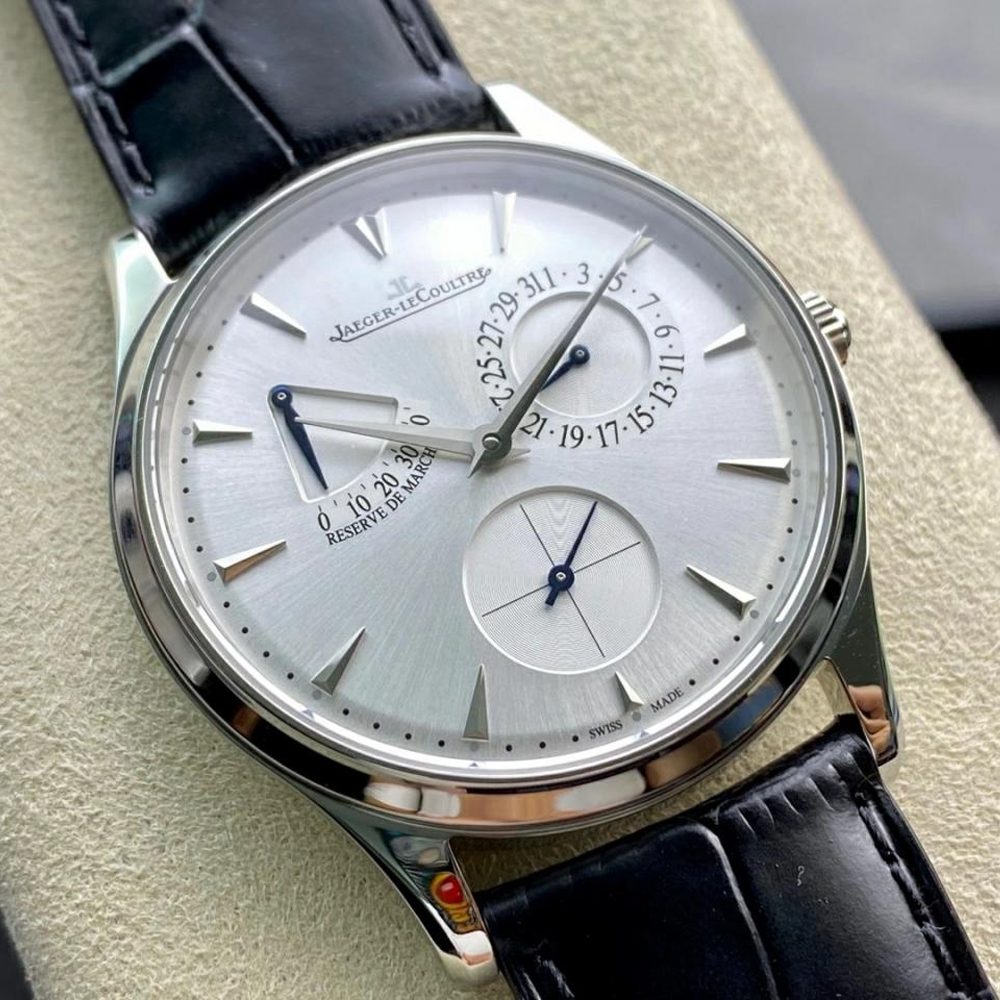 예거 르쿨트르 마스터 울트라 씬 레저브 드 마르쉐 화이트골드 레더 스트랩 39mm Q1378420