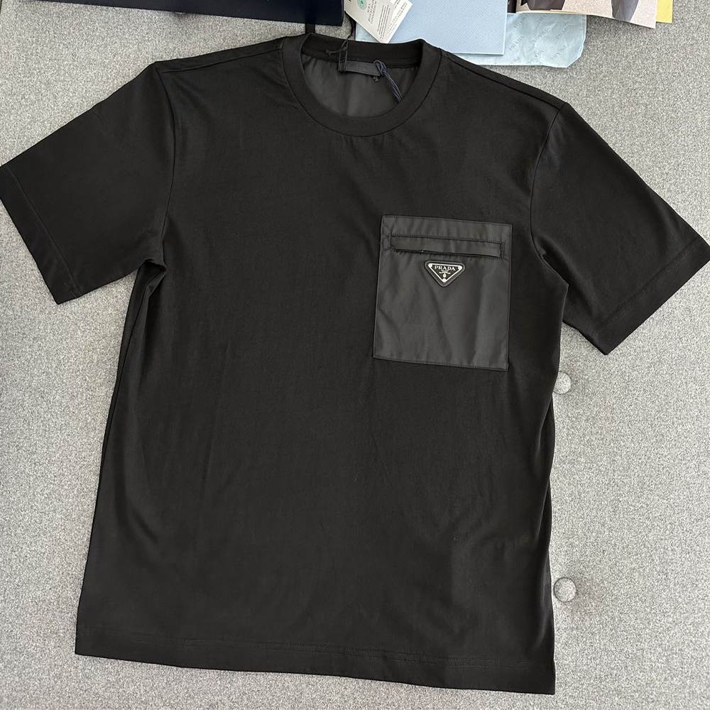 프라다 나일론 포켓 코튼 반팔 티셔츠