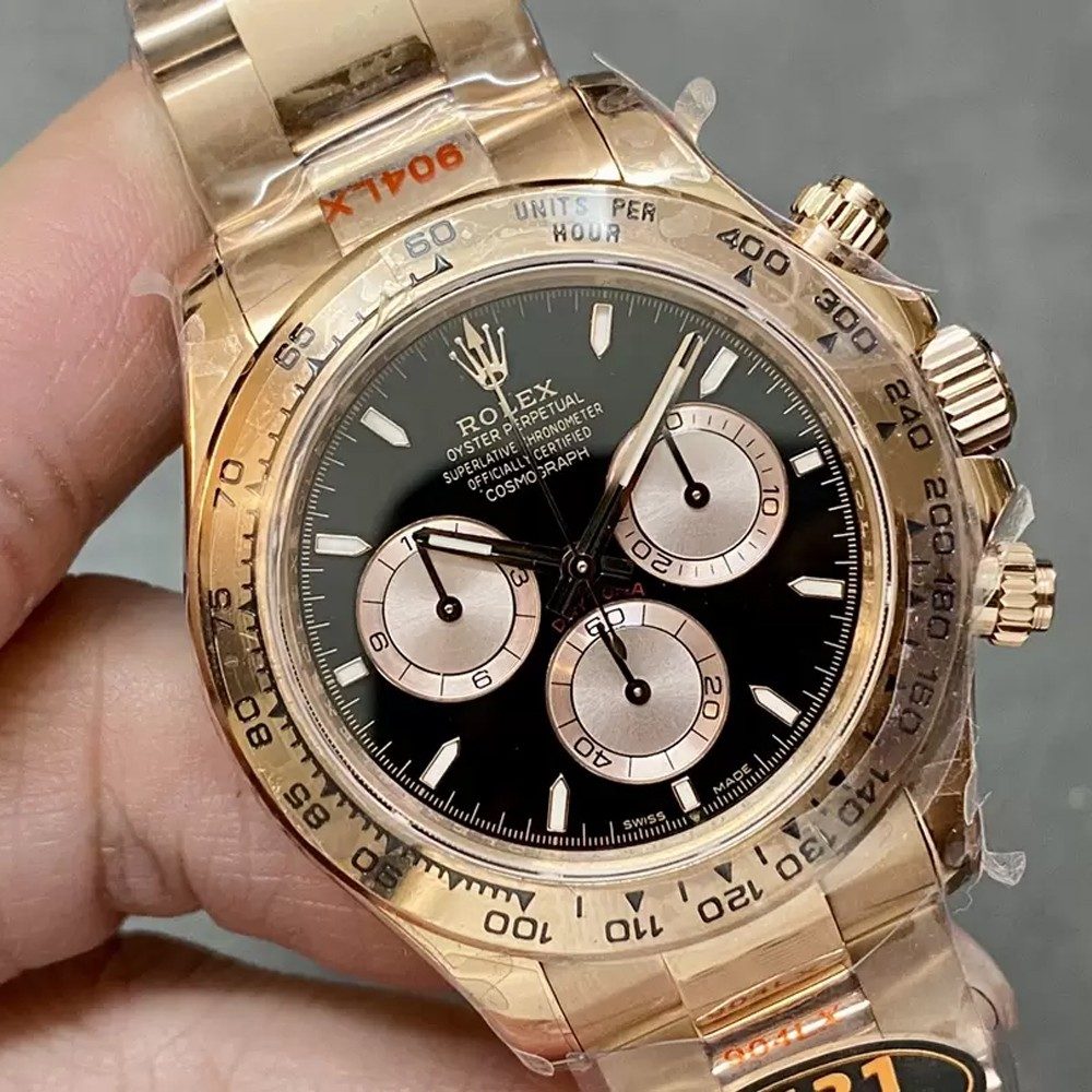 텅스텐 롤렉스 데이토나 크로노그래프 블랙 다이얼 바인덱스 RG 금통 40mm (텅스텐 헤비버전) 126506