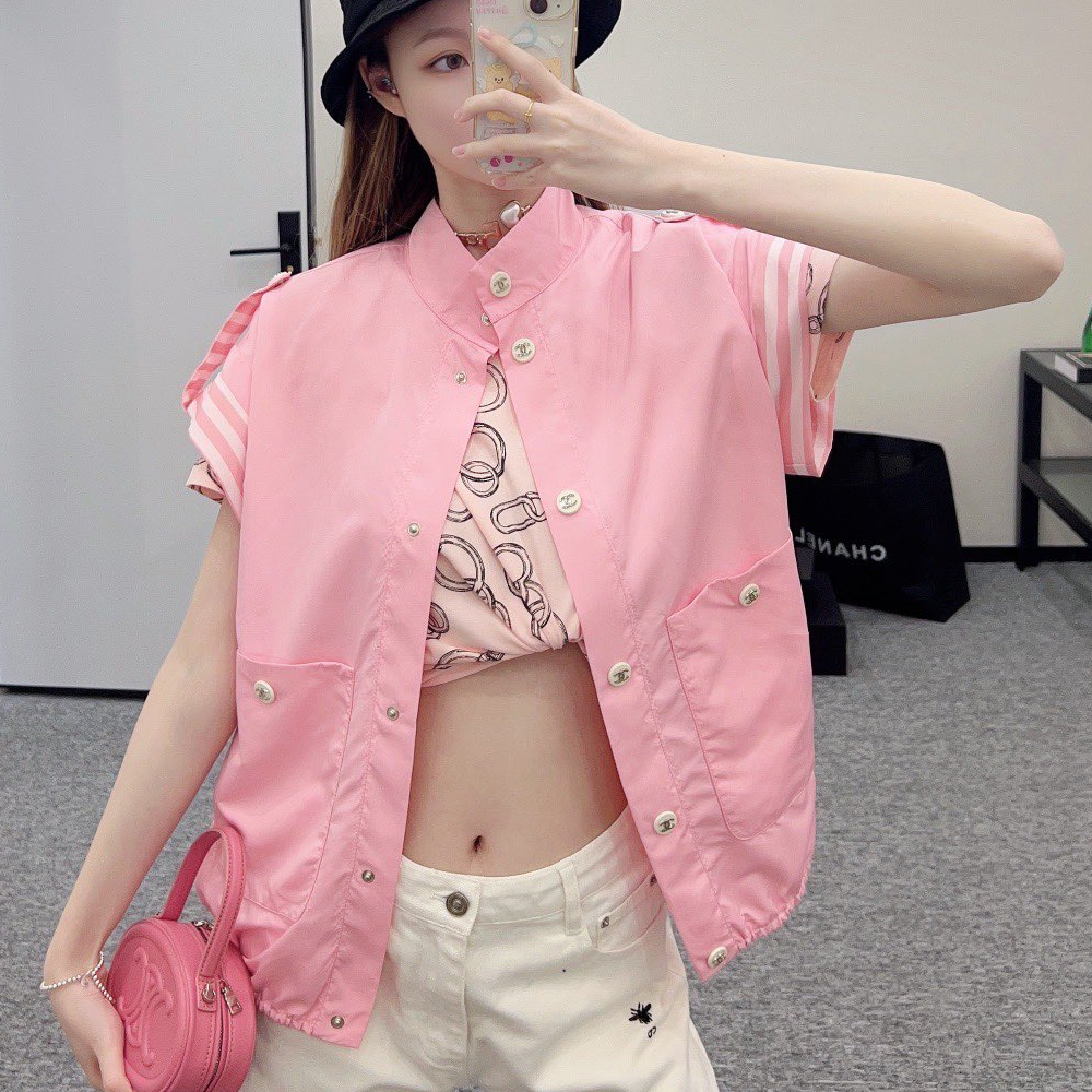 샤넬 24SS 더블 레이어 윈드 반팔 자켓