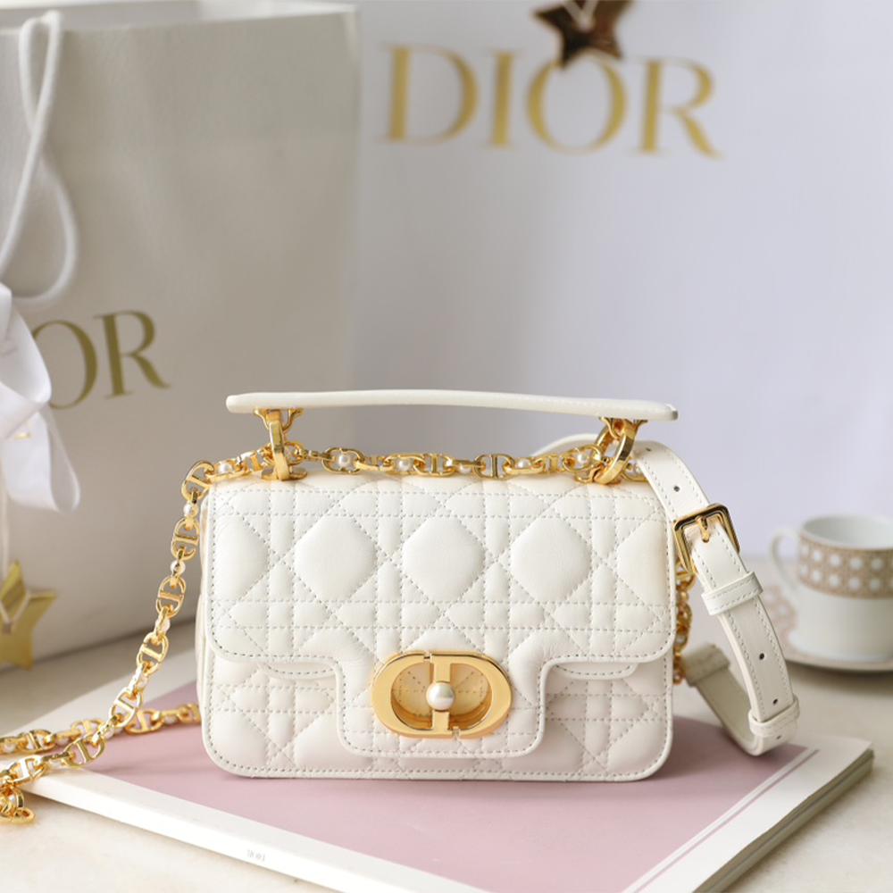 디올 졸리 탑 핸들 백 토트백 미니 화이트