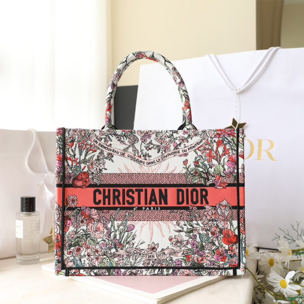 디올 Maria Grazia Chiuri 자수 북 토트 미디엄 백