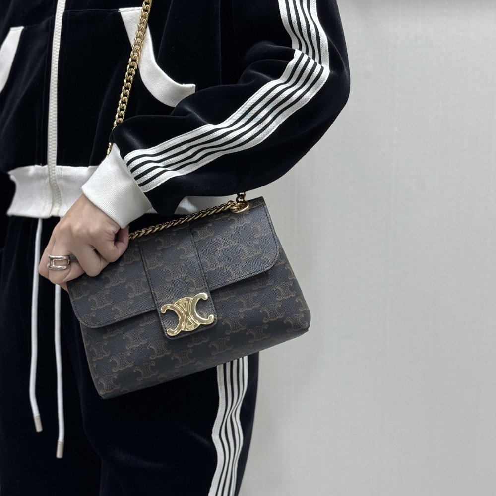 셀린느 틴 빅투아르백 금장 블랙 숄더 트리옹프