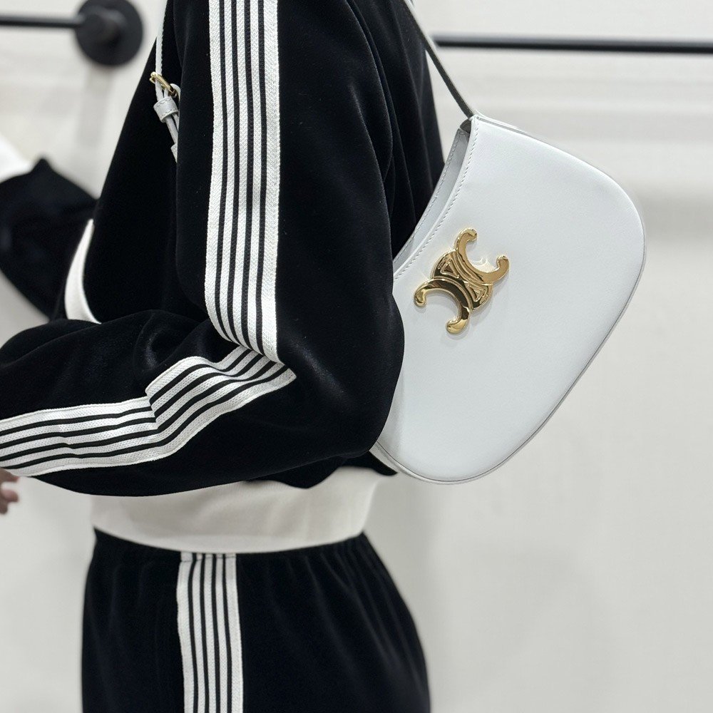 셀린느 미디엄 틸리백 샤이니 카프스킨 화이트