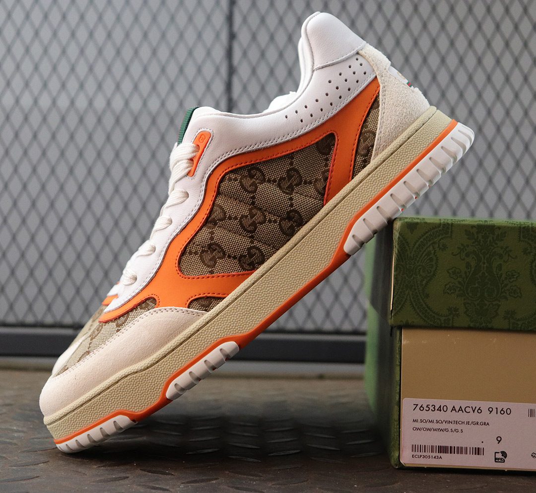 구찌 리웹 스니커즈 베이지 에보니 오리지널 GG 캔버스