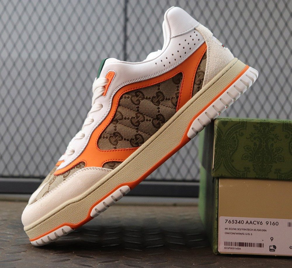 구찌 리웹 스니커즈 베이지 에보니 오리지널 GG 캔버스