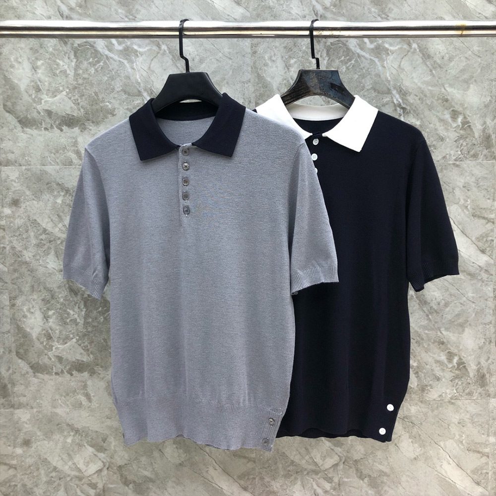 톰브라운 24SS 라펠 칼라 니트 폴로 반팔